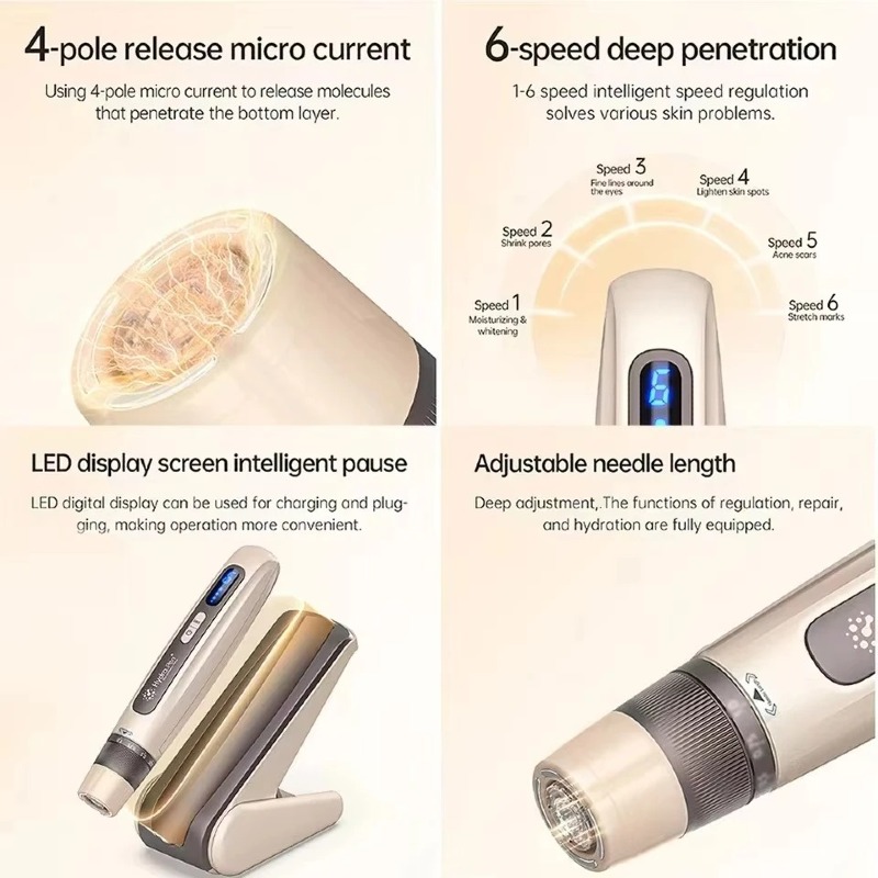 New EMS Microcurrent Hydra Pen H5 Mesotherapy Automatical Serum Applicator Beauty & Care Derma Microneedling Pen - Image 4