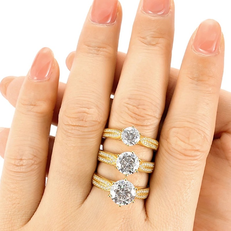 Sweetrain 1CT-3CT All Moissanite Ring Women Wedding Lab Diamond Band S925 Sterling Silver Engagement Finger Rings GRA Certified - Image 2