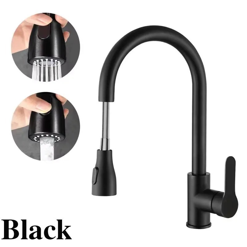 Kitchen Faucets Brushed Nickel Pull Out Kitchen Sink Water Tap Deck Mounted Mixer Stream Sprayer Head Hot Cold Taps Sliver - Image 5